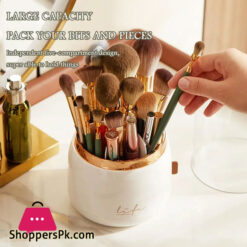 360° Rotating Makeup Brush Holder Portable Desktop Makeup Organizer Cosmetic Storage Box Makeup Tools Jewelry Container