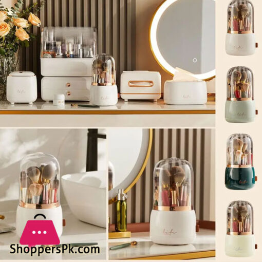 360° Rotating Makeup Brush Holder Portable Desktop Makeup Organizer Cosmetic Storage Box Makeup Tools Jewelry Container