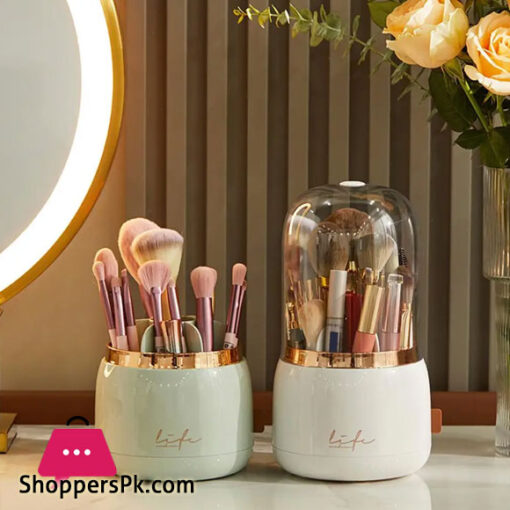 360° Rotating Makeup Brush Holder Portable Desktop Makeup Organizer Cosmetic Storage Box Makeup Tools Jewelry Container