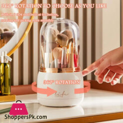 360° Rotating Makeup Brush Holder Portable Desktop Makeup Organizer Cosmetic Storage Box Makeup Tools Jewelry Container