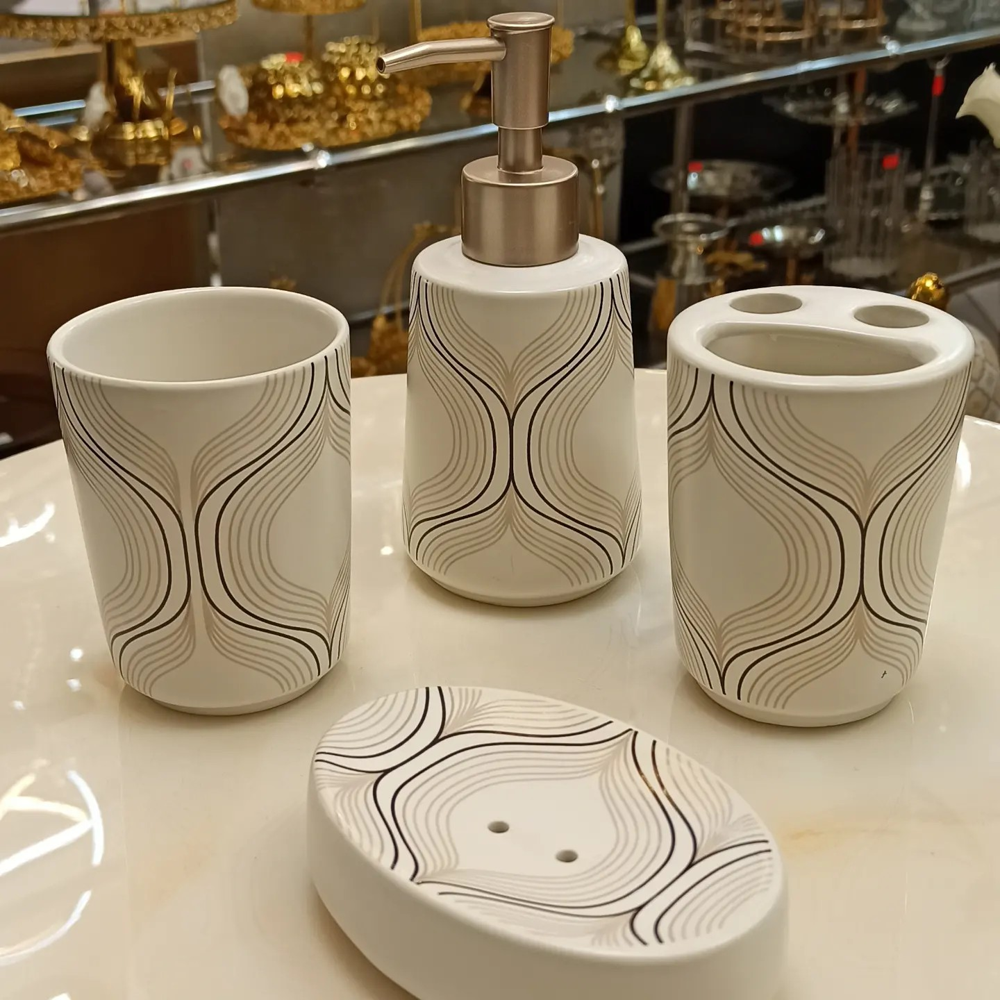 4-Piece Bathroom Accessory Ceramic Set