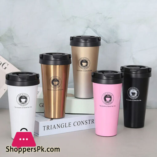 500ML Insulated Mug Cup Pattern Leak-proof Stainless Steel Vacuum Coffee Cup for Travel