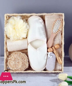 9-Piece Bath Set Shower and Bath Brush scrubbers exfoliating face Brush Massager Bath-Sponges Fat Massager Foot Scrub Stone Comb Slippers Gift Set