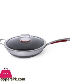 CE1010 Stainless Steel Covered Wok Pan