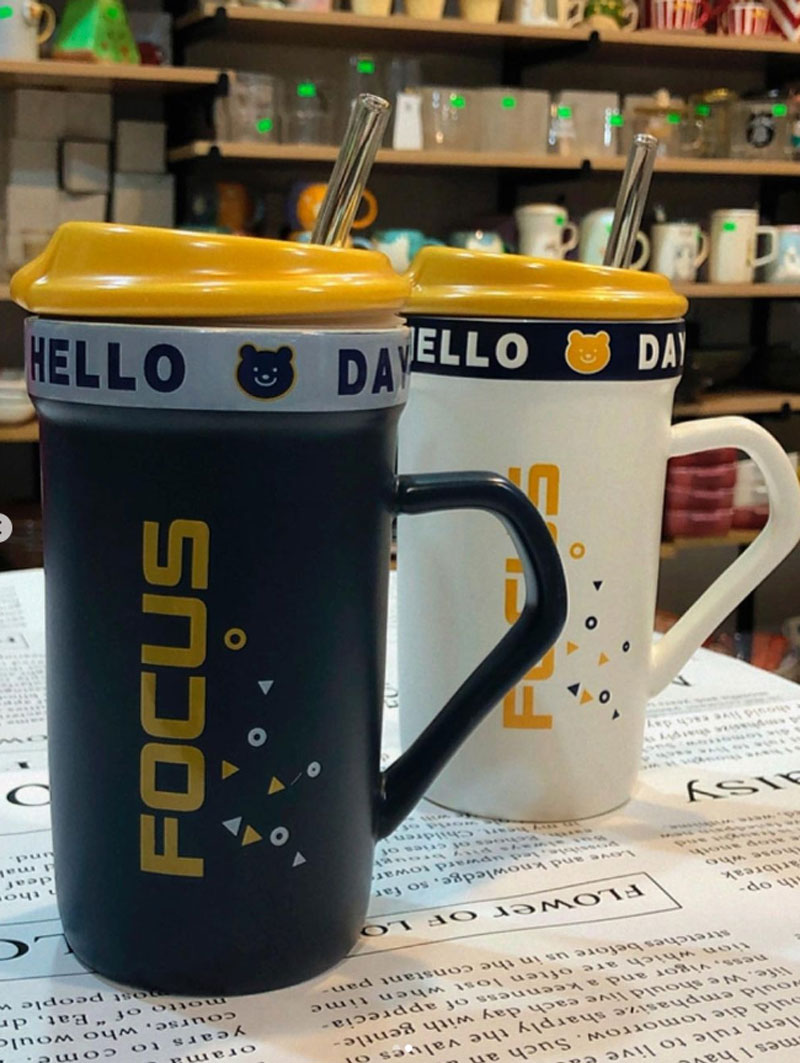 Ceramic Airtight Mug With Glass Straw Mg-211