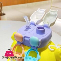 Children Water Bottle Cute Bear Shape Design With Double Drinking Straw Cup Leakproof Outdoor Portable Large Capacity With Lifting Rope For Girls Boys