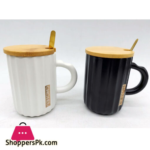 Coffee Mug Tea Cup lid Minimalist design for Office and Home with spoon MG-208