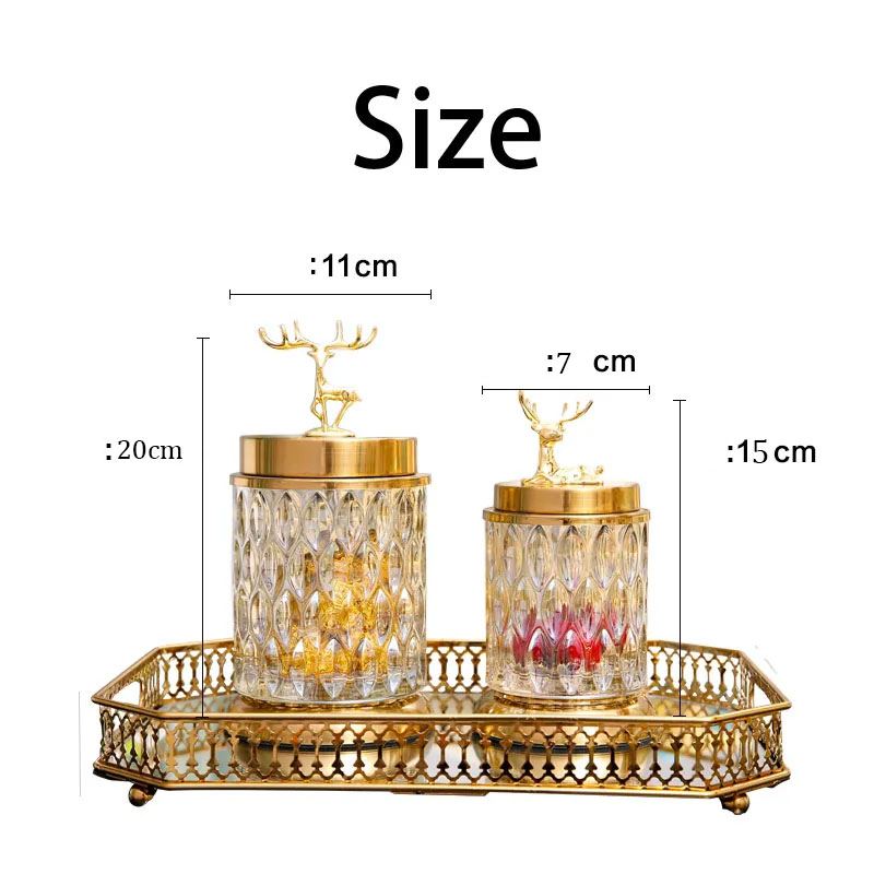 Creative Luxury Deer Glass Jar Decorative Jar With Lid Snack Candy Jar Decoration (Set Of 2)