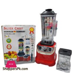 Heavy Duty 2 Cups Silver Crest SCB 919 Blender and Grinder 4500W Multifunction Blending Robot Commercial Food Fruit Juice 2 in 1 New Style