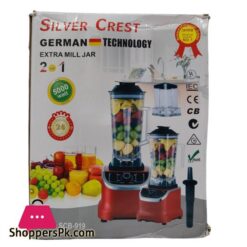 Heavy Duty 2 Cups Silver Crest SCB 919 Blender and Grinder 4500W Multifunction Blending Robot Commercial Food Fruit Juice 2 in 1 New Style