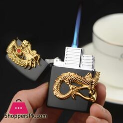 Metal Windproof Butane Gas Lighter Blue Flame Cigar Cigarete
