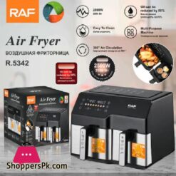 New Raf Xxxl12L Dual Zone Digital Smart Air Fryer R5342 7L 5L Bowl Capacity 1550W 1250W Stainless Steel