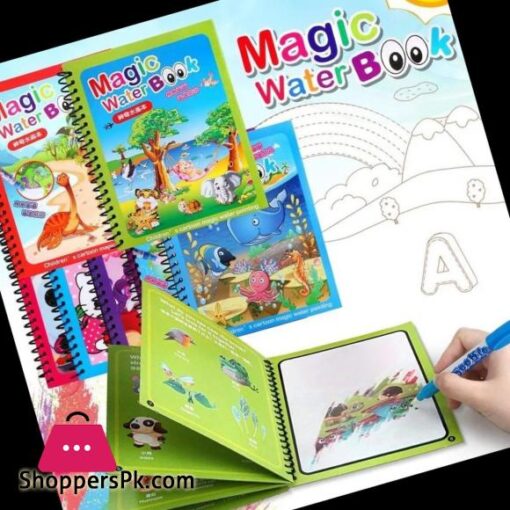 Reusable Magic Water Quick Dry Book Water Coloring Book Doodle with Magic Pen Painting Board for Children Education Drawing Pad Random Design Assorted Color Multi Color 4