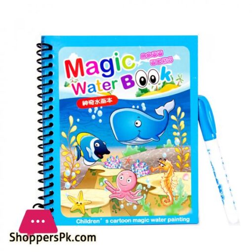 Reusable Magic Water Quick Dry Book Water Coloring Book Doodle with Magic Pen Painting Board for Children Education Drawing Pad Random Design Assorted Color Multi Color 4