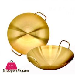 Stainless Steel Matte Gold Stove Chef Wok - 22Cm