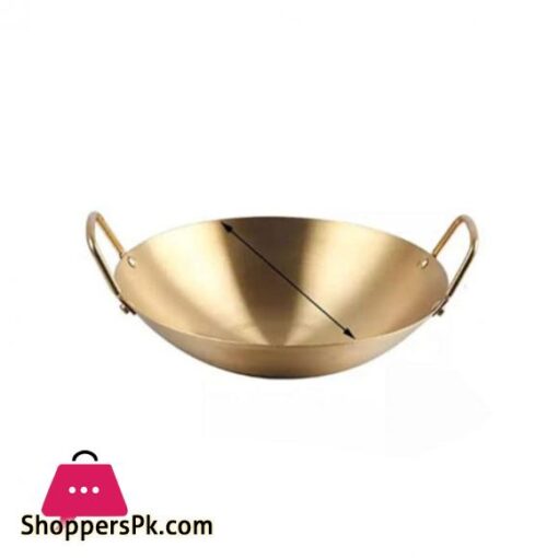 Stainless Steel Matte Gold Stove Chef Wok - 26CM