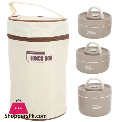 Thermal Lunch Box Safe 304 Stainless Steel Portable Insulated Food Container with Lid for School 3Pcs 1850ML