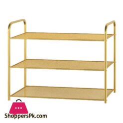 Three Layers Shoe Rack Wrought Iron Metal Creative Table Gold