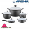 Arshia Premium 10 Pcs Die Cast Cookware Set Silver 2 Arshia Premium 10 Pcs Die Cast Cookware Set Silver