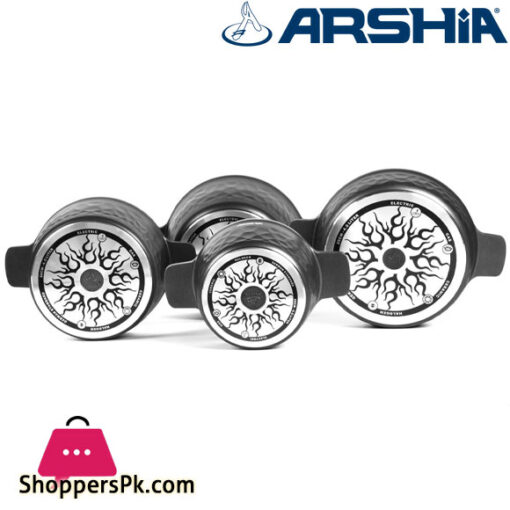 Arshia Premium Die-Casted Aluminium Diamond Cookware 12pcs Grey