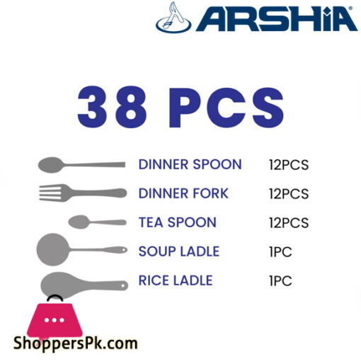Arshia stainless steel Cutlery Sets 38 Pcs TM762G