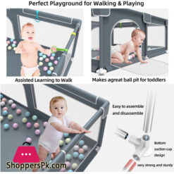 Baby Playpen Kids Large Playard Ball Pit Indoor &Amp; Outdoor Kids Activity Center Infant Safety Gates With Breathable Mesh Sturdy Play Yard  For Toddler Portable Children'S Fences