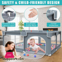 Baby Playpen Kids Large Playard Ball Pit Indoor &Amp; Outdoor Kids Activity Center Infant Safety Gates With Breathable Mesh Sturdy Play Yard  For Toddler Portable Children'S Fences