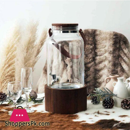Beverage Dispenser in Glass with Wooden Base 10litres