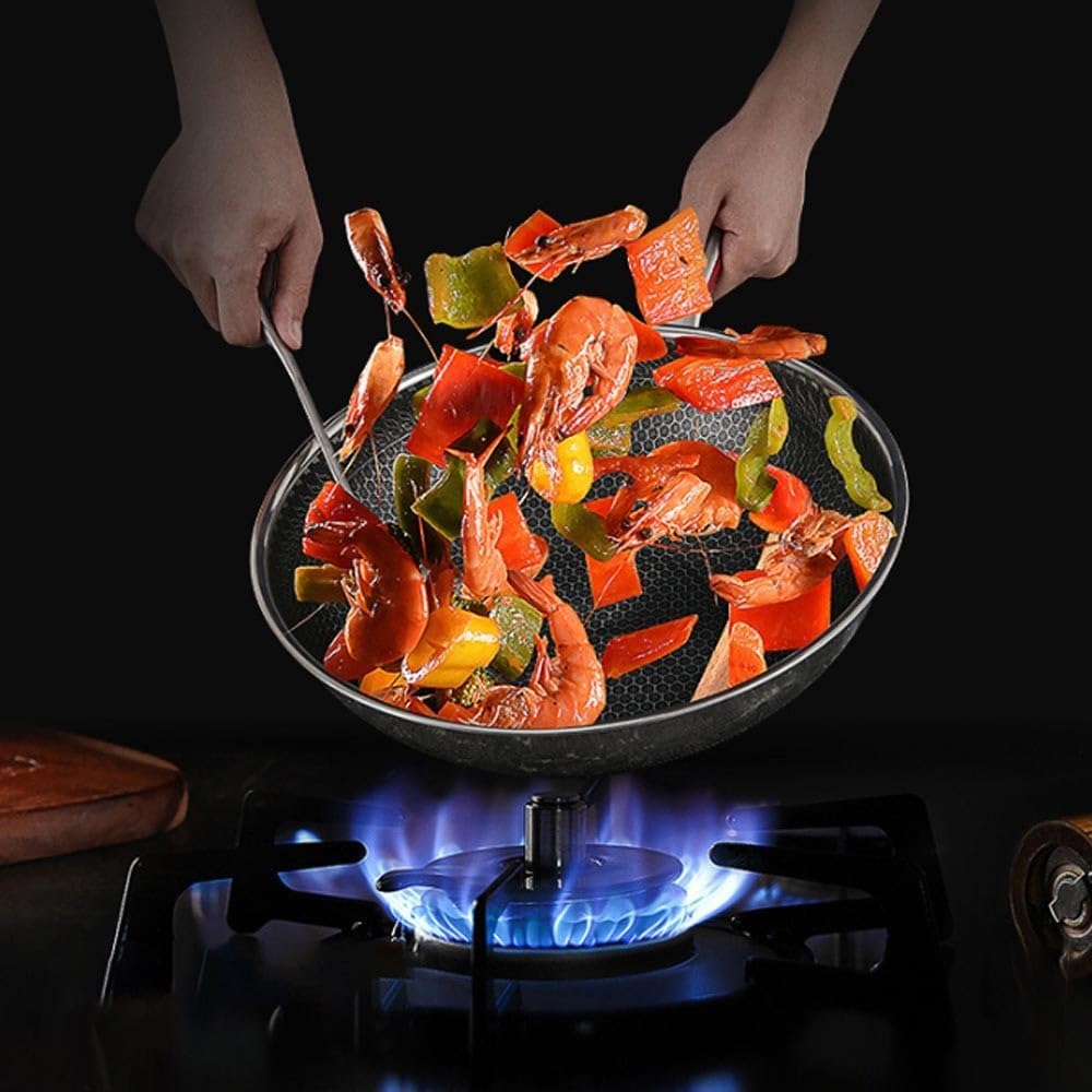 Targu 32 - 13 Inch Stainless Steel Wok And Stir-Fry Pan, Nonstick Pan Kitchen Cookware Fast Heating Protable No Chemical Coated Chinese Wok With Lid, Suitable For Cooking, Saute, Skillet, Dishwasher And Oven Safe 10 Targu 32 - 13 Inch Stainless Steel Wok And Stir-Fry Pan, Nonstick Pan Kitchen Cookware Fast Heating Protable No Chemical Coated Chinese Wok With Lid, Suitable For Cooking, Saute, Skillet, Dishwasher And Oven Safe