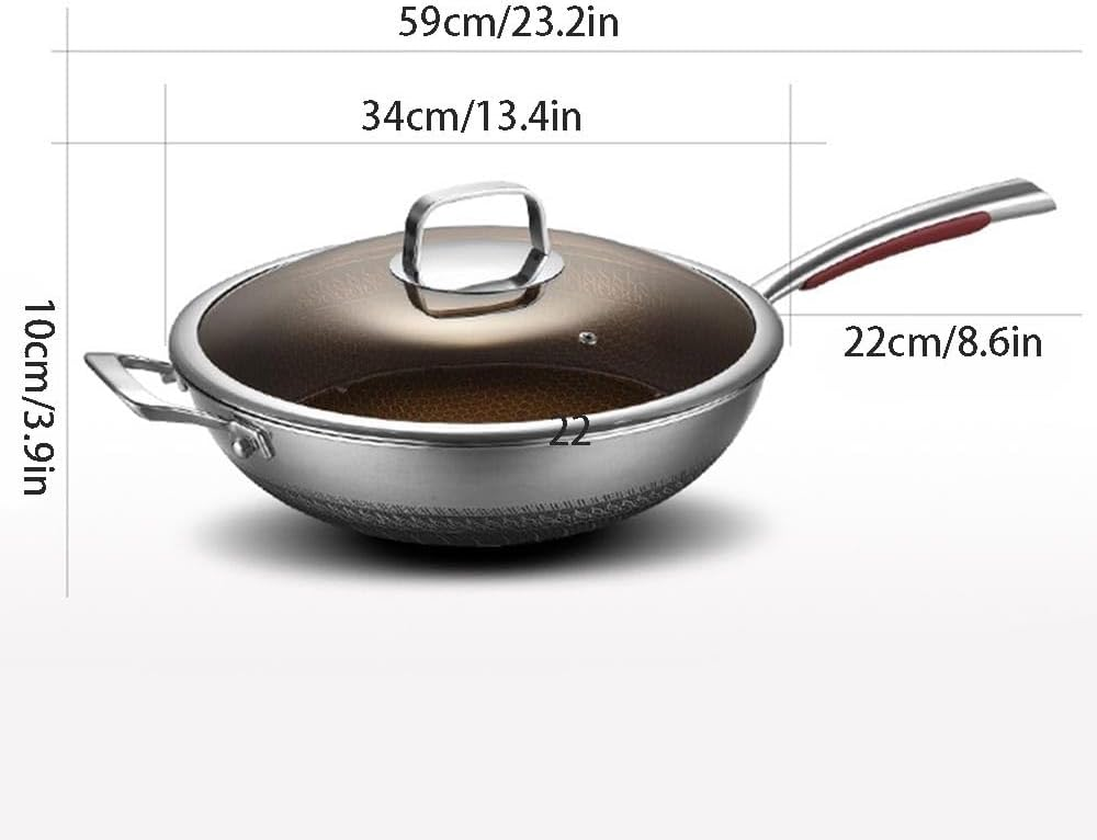 Targu 32 - 13 Inch Stainless Steel Wok And Stir-Fry Pan, Nonstick Pan Kitchen Cookware Fast Heating Protable No Chemical Coated Chinese Wok With Lid, Suitable For Cooking, Saute, Skillet, Dishwasher And Oven Safe 7 Targu 32 - 13 Inch Stainless Steel Wok And Stir-Fry Pan, Nonstick Pan Kitchen Cookware Fast Heating Protable No Chemical Coated Chinese Wok With Lid, Suitable For Cooking, Saute, Skillet, Dishwasher And Oven Safe