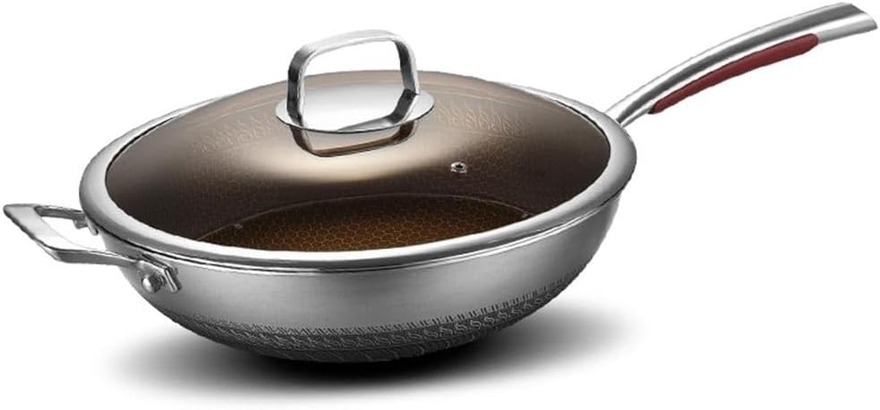 Targu 32 - 13 Inch Stainless Steel Wok And Stir-Fry Pan, Nonstick Pan Kitchen Cookware Fast Heating Protable No Chemical Coated Chinese Wok With Lid, Suitable For Cooking, Saute, Skillet, Dishwasher And Oven Safe 13 Targu 32 - 13 Inch Stainless Steel Wok And Stir-Fry Pan, Nonstick Pan Kitchen Cookware Fast Heating Protable No Chemical Coated Chinese Wok With Lid, Suitable For Cooking, Saute, Skillet, Dishwasher And Oven Safe