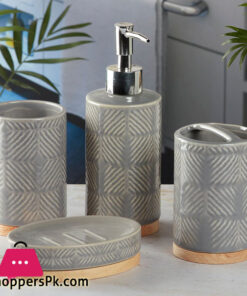 Ceramic Bathroom Accessories Set of 4 Bath Set with Soap Dispenser