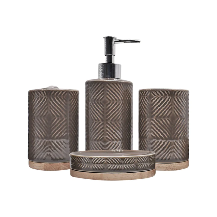 Ceramic Bathroom Accessories Set Of 4 Bath Set With Soap Dispenser