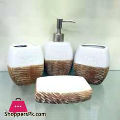 Ceramic Bathroom Accessories Soap Dispenser Toothbrush Holder 4 Pcs Set