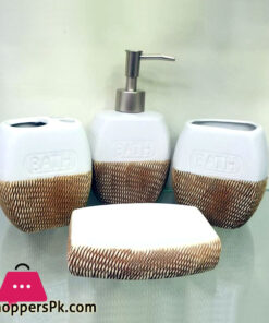 Ceramic Bathroom Accessories Soap Dispenser Toothbrush Holder 4 Pcs Set
