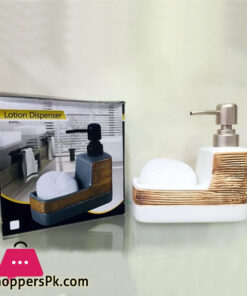 Ceramic Soap Dispenser For Liquid Soap And Holder With Sponge - Image 2