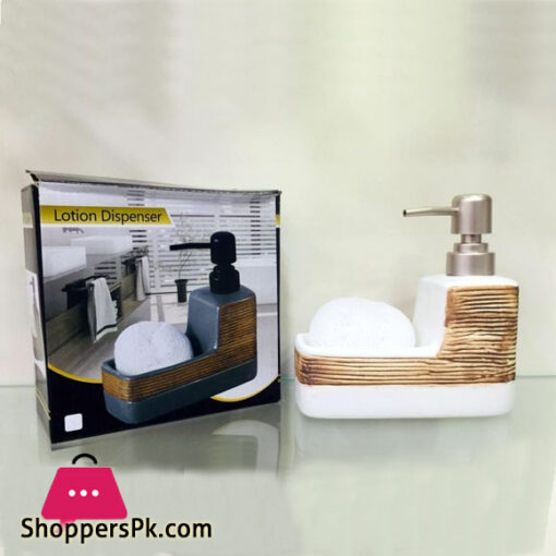 Ceramic Soap Dispenser for Liquid Soap and Holder with Sponge