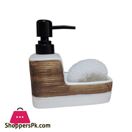 Ceramic Soap Dispenser for Liquid Soap and Holder with Sponge