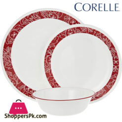 Corelle 18-Piece Vitrelle Glass Bandhani Chip And Break Resistant Dinner Set, Red 5 Corelle 18-Piece Vitrelle Glass Bandhani Chip And Break Resistant Dinner Set, Red