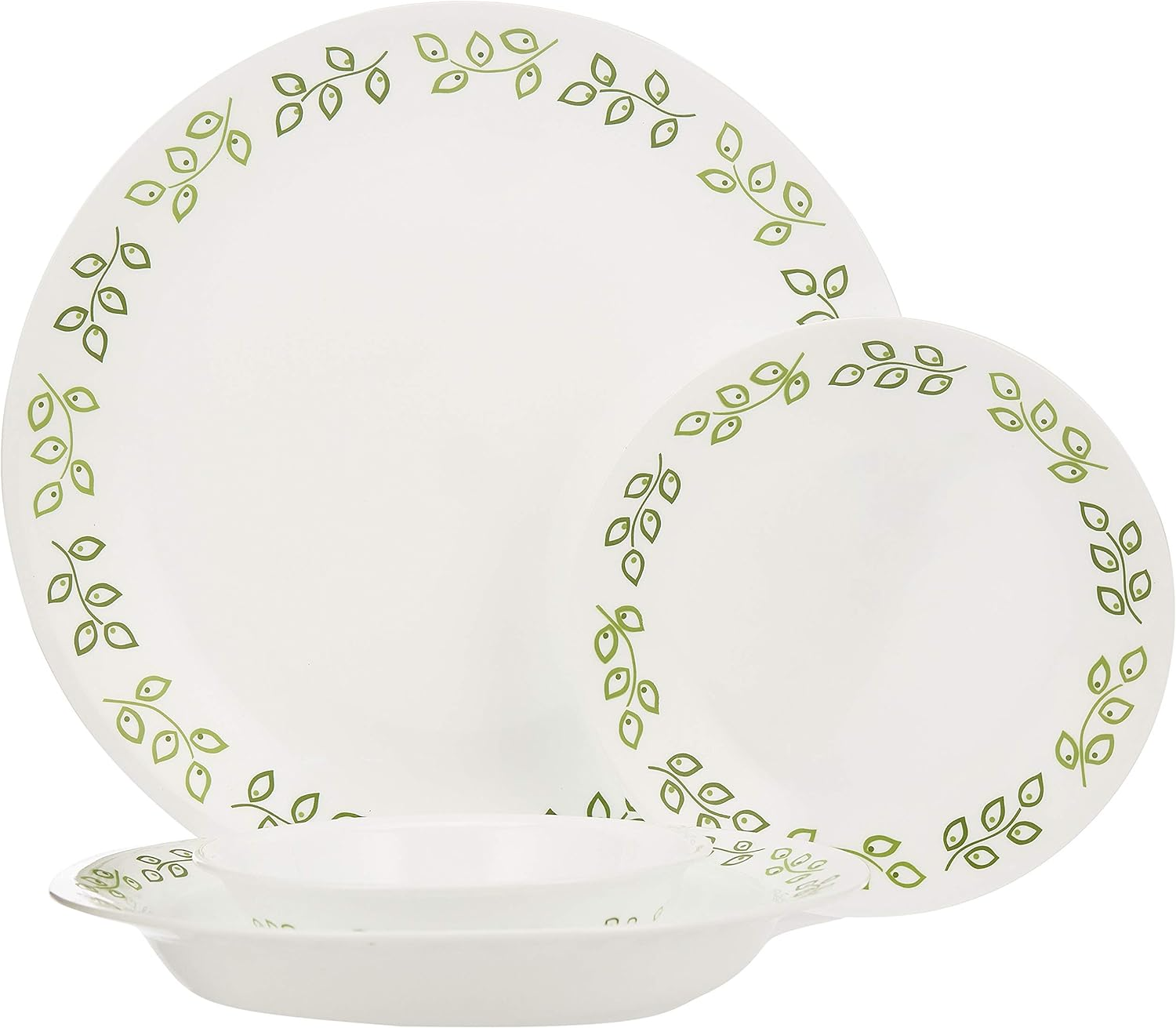 Corelle Vitrelle 3-Layer Neo Leaf 26 Pieces Set Glass White