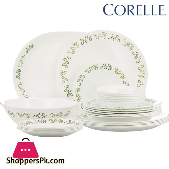 Corelle Vitrelle 3-Layer Neo Leaf 26 Pieces Set Glass White