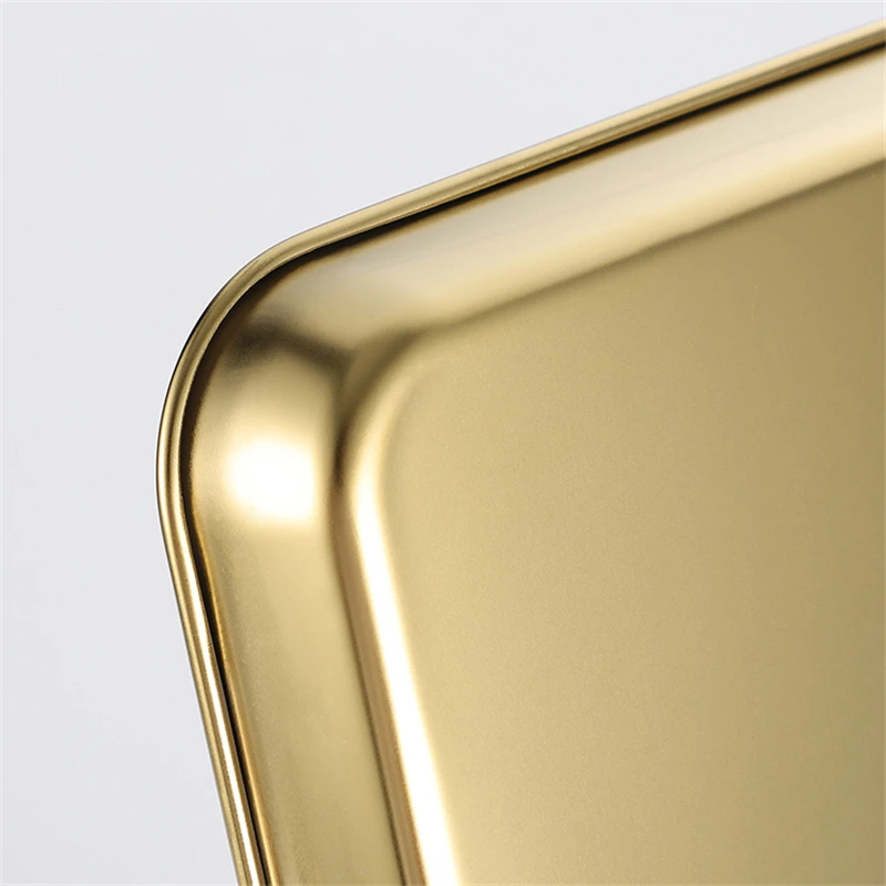 Golden Metallic Palette 304 Square Stainless Steel Fried Chicken Creative Snack Plate