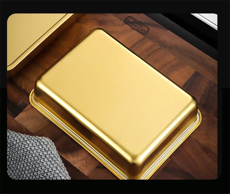 Golden Metallic Palette 304 Square Stainless Steel Fried Chicken Creative Snack Plate