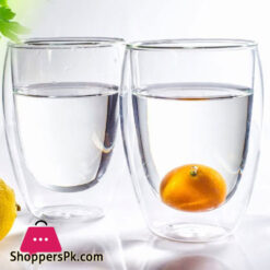 Heat Resistant Double Wall Glass Milk Coffee Water Juice Cup - 350Ml