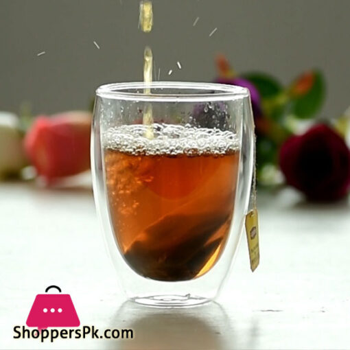 Heat Resistant Double Wall Glass Milk Coffee Water Juice Cup - 250ml