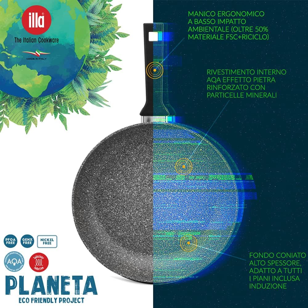 Illa Planeta Wok Non-Stick 28 Cm Suitable For Induction 100% Recycled Aluminum Italy Made 4 Illa Planeta Wok Non-Stick 28 Cm Suitable For Induction 100% Recycled Aluminum Italy Made