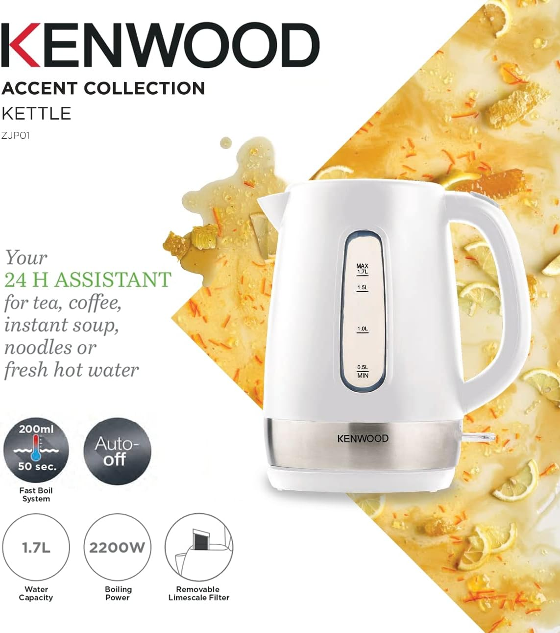 Kenwood Plastic Kettle White Zjp01