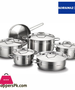 Korkmaz Alfa Plus 11 Pieces Stainless Steel Cookware Set