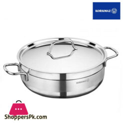 Korkmaz Alfa Stainless Steel Low Casserole 28x9CM 5.5Liter Turkey Made