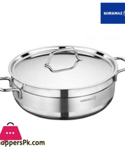 Korkmaz Alfa Stainless Steel Low Casserole 24x8 cm 3.5 Liter Turkey Made
